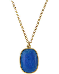 Nakamol Golden Oval Agate Pendant Necklace Blue
