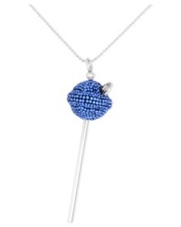 SIS by Simone I Smith Platinum Over Sterling Silver Necklace Deep Blue Crystal Lollipop Pendant