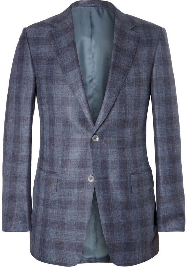 Alfred Dunhill Damien Slim Fit Check Wool And Silk Blend Blazer | Where ...