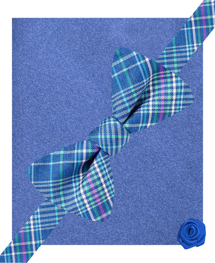 Alfani Spectrum Plaid Bow Tie Pocket Square Lapel Pin Set, $59, Macy's
