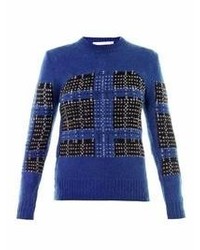 Blue Plaid Crew-neck Sweater