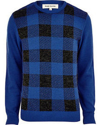 River Island Blue Check Front Sweater