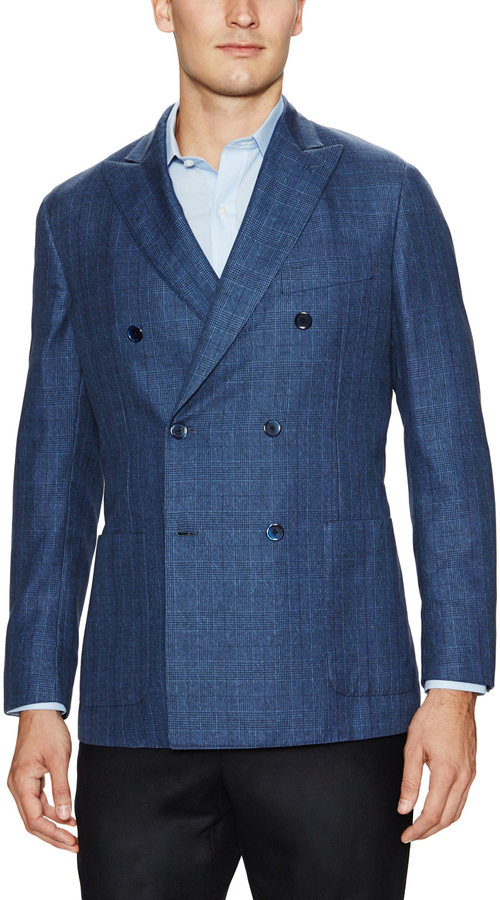 Belvest Double Breasted Plaid Sportcoat, $1,992 | Gilt | Lookastic