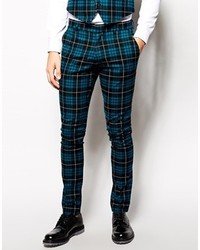Vito Tartan Suit Trousers In Slim Fit