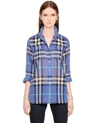 Burberry Check Printed Cotton Voile Shirt