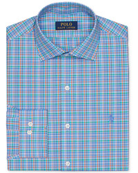 Polo Ralph Lauren Ocean Blue And Orage Plaid Dress Shirt