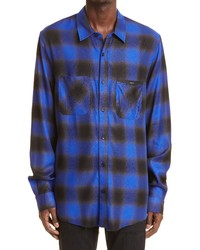 Amiri Applique Logo Plaid Flannel Button Up Shirt