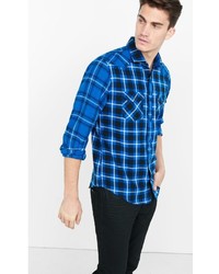 Flannel Contrast Plaid Shirt