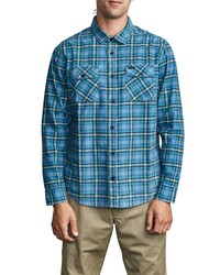 RVCA Panhandle Plaid Long Sleeve Flannel Button Up Shirt