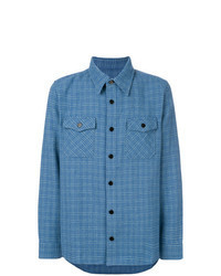 Blue Plaid Linen Long Sleeve Shirt