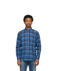 Naked and Famous Denim Blue Check Double Faced Shirt