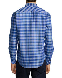 Plaid Long Sleeve Woven Shirt Blue