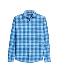 Nordstrom Trim Fit Carlo Plaid Tech Smart Button Up Shirt In Blue  White Carlo Plaid At