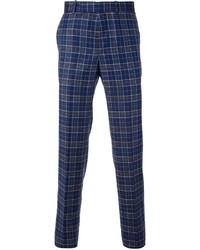 Blue checkered pants by Silai