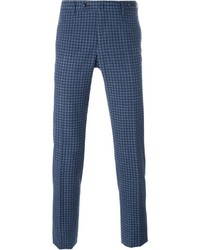 Pt01 Checked Slim Fit Straight Leg Trousers