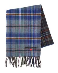 DSQUARED2 Fringed Plaid Wool Flannel Scarf