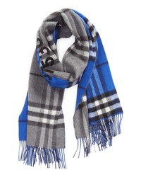 Burberry Giant Check Colorblock Cashmere Scarf In Grey Blue At Nordstrom