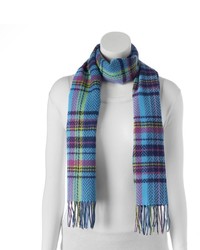 Softer Than Cashmere Chevron Plaid Fringed Oblong Scarf