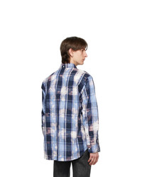 Versace Blue Tartan Denim Vest Shirt