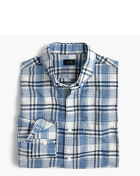 J.Crew Tall End On End Cotton Linen Shirt In Plaid