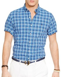 Blue Plaid Short Sleeve Shirt