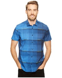 Calvin Klein Blown Up Dynamic Plaid Button Down Shirt Short Sleeve Button Up