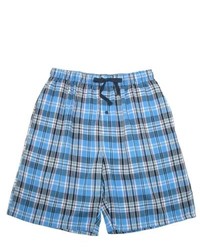 Hanes Sleep Shorts For Plaid Cotton Madras Blue Plaid Small