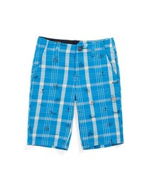 Volcom Faceted Plaid Shorts Electric Blue 6