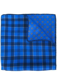 Blue Plaid Silk Pocket Square