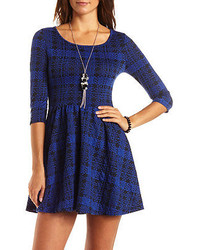 Charlotte Russe Abstract Plaid Skater Dress