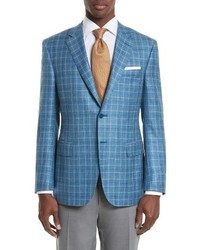 Canali Classic Fit Plaid Wool Blend Sport Coat