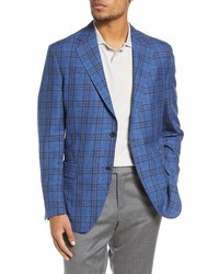 PETER MILLA R Tailored Fit Plaid Wool Sport Coat In Blue At Nordstrom