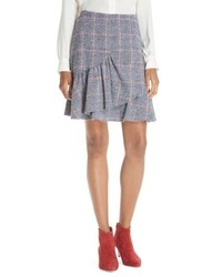 Blue Plaid Wool Mini Skirt