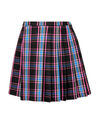 Matthew Adams Dolan Pleated Checked Wool Blend Mini Skirt