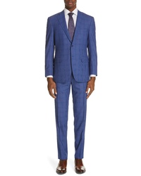 Canali Siena Classic Fit Deco Plaid Super 130s Wool Suit