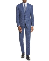 Canali Siena Soft Classic Fit Plaid Wool Suit