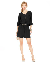 Ny Collection Tab Sleeve Zip Front Romper