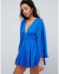 Parallel Lines Playsuit With Cape Sleeves
