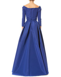 Carolina Herrera Pleated Off The Shoulder Faille Ball Gown