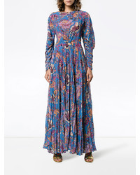 Etro Floral Print Pleated Maxi Dress
