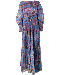 Etro Floral Print Pleated Maxi Dress