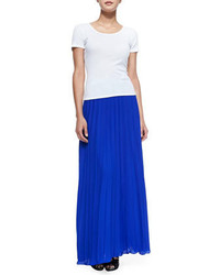 Neiman Marcus Cusp By Pleated Chiffon Maxi Skirt Cobalt Blue