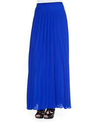 Neiman Marcus Cusp By Pleated Chiffon Maxi Skirt Cobalt Blue