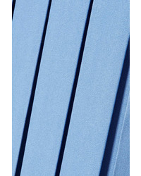 Victoria Beckham Pleated Crepe Midi Skirt Blue