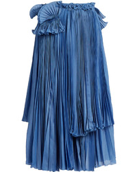 Rochas Pleated Cotton And Silk Blend Skirt