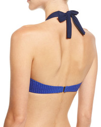Diane von Furstenberg Banded Dotted Bikini Swim Top Blue