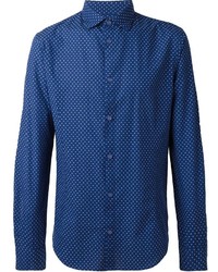 Armani Jeans Polka Dot Print Cuff Detail Button Down Shirt