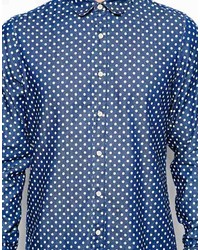 Asos Brand Polka Dot Shirt In Long Sleeve