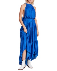 Blue Polka Dot Maxi Dress