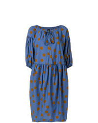 Blue Polka Dot Midi Dress